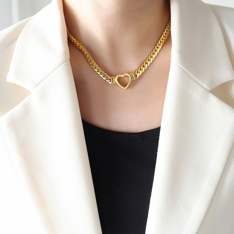 WW | Small Heart Necklace Titanium Steel Hollow
