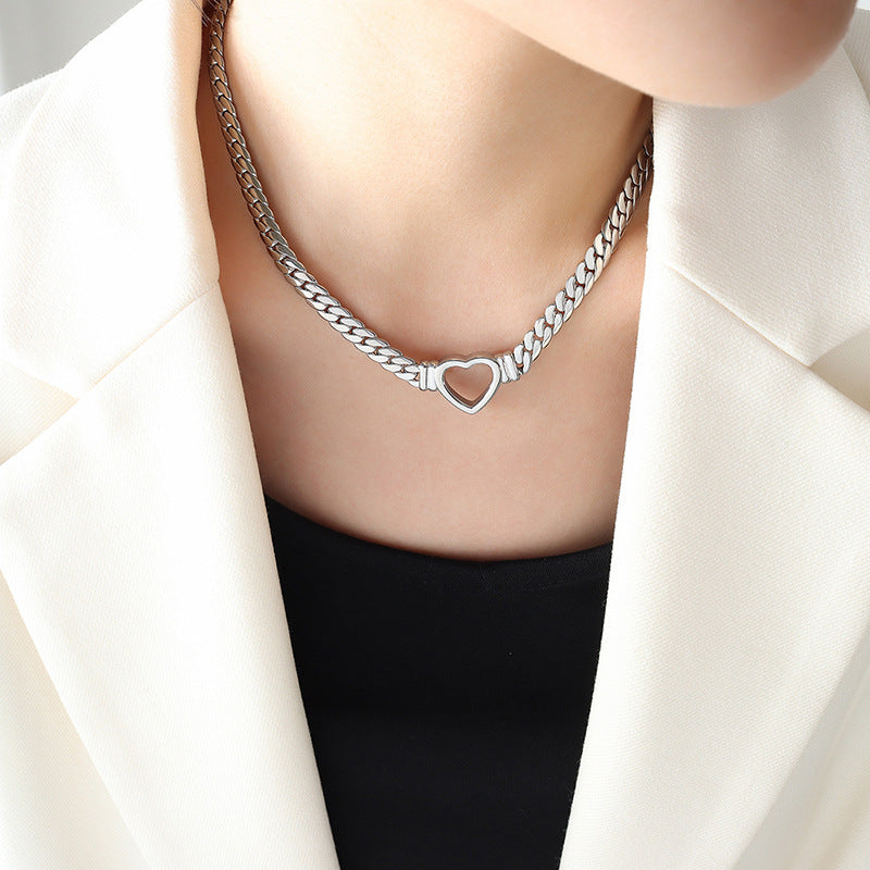 WW | Small Heart Necklace Titanium Steel Hollow