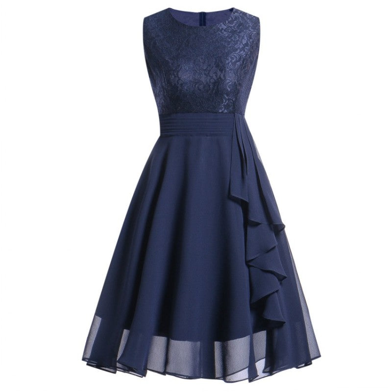 WW | Elegantes Kleid mit Kurzen Ärmeln, Pailletten und Rüschen