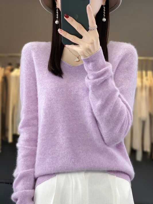 WW | Cashmere Pullover Damen Eleganter V-ausschnitt, Weich & Komfortabel