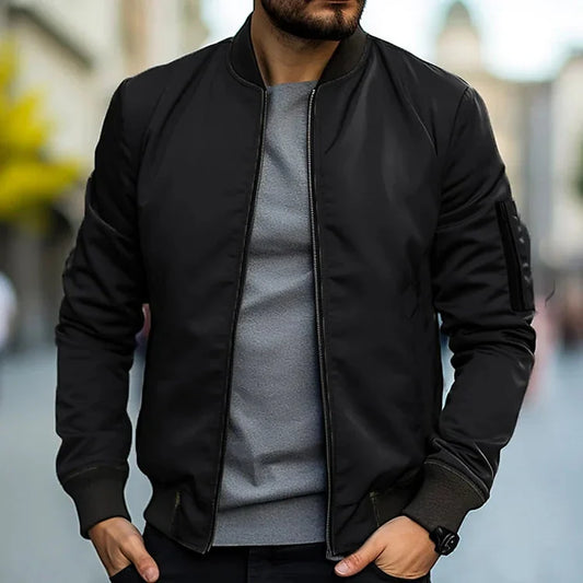WW | Herren Winter Bomberjacke Mit Gerippten Bündchen Und Reißverschluss
