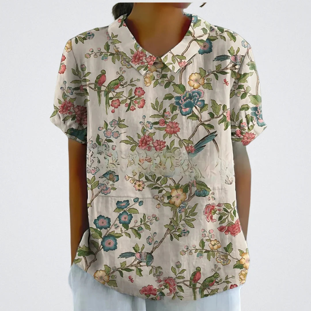 Lina™ | Elegant Blouse with Floral Detail