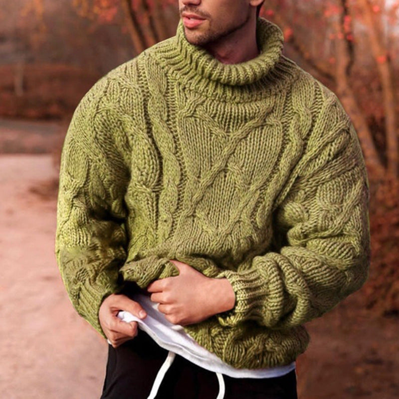 WW | Sweater High Neck Wool Oversized Fit Cable Knit Design
