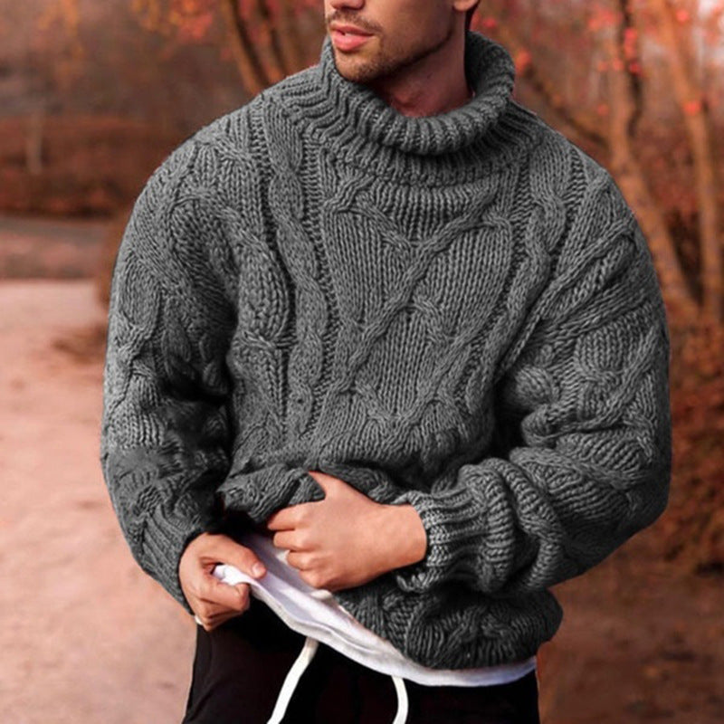 WW | Sweater High Neck Wool Oversized Fit Cable Knit Design