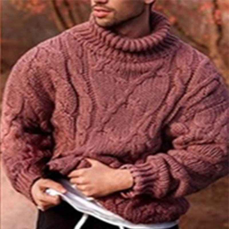 WW | Sweater High Neck Wool Oversized Fit Cable Knit Design
