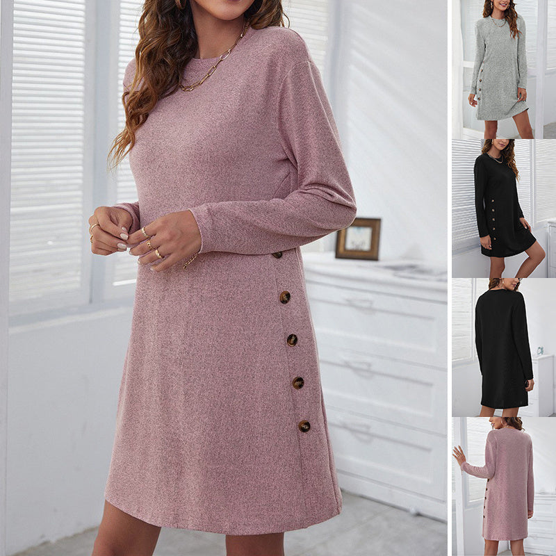 WW | Women's Long-Sleeve Round-Neck Dress