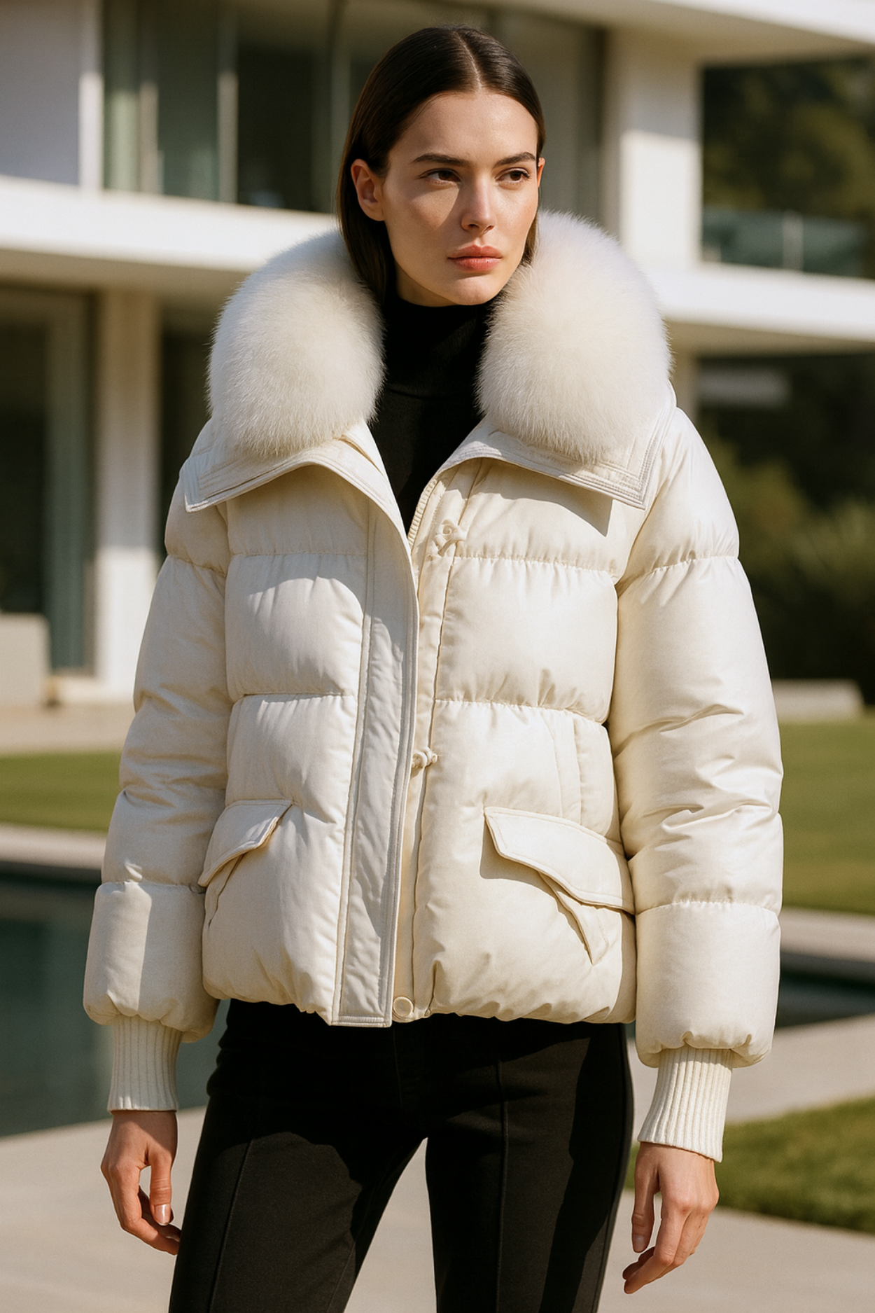 Indila | Jacket with fur collar