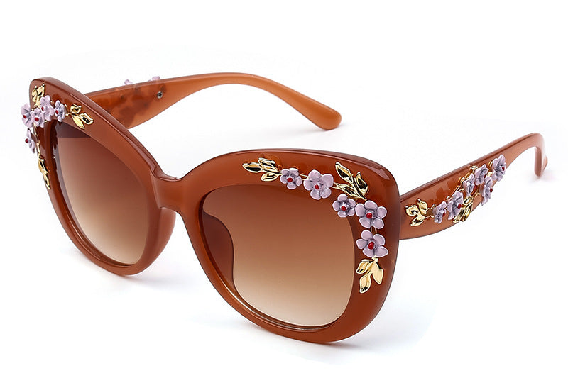 WW | Exquisite Damen Sonnenbrille Mit Blumenmuster