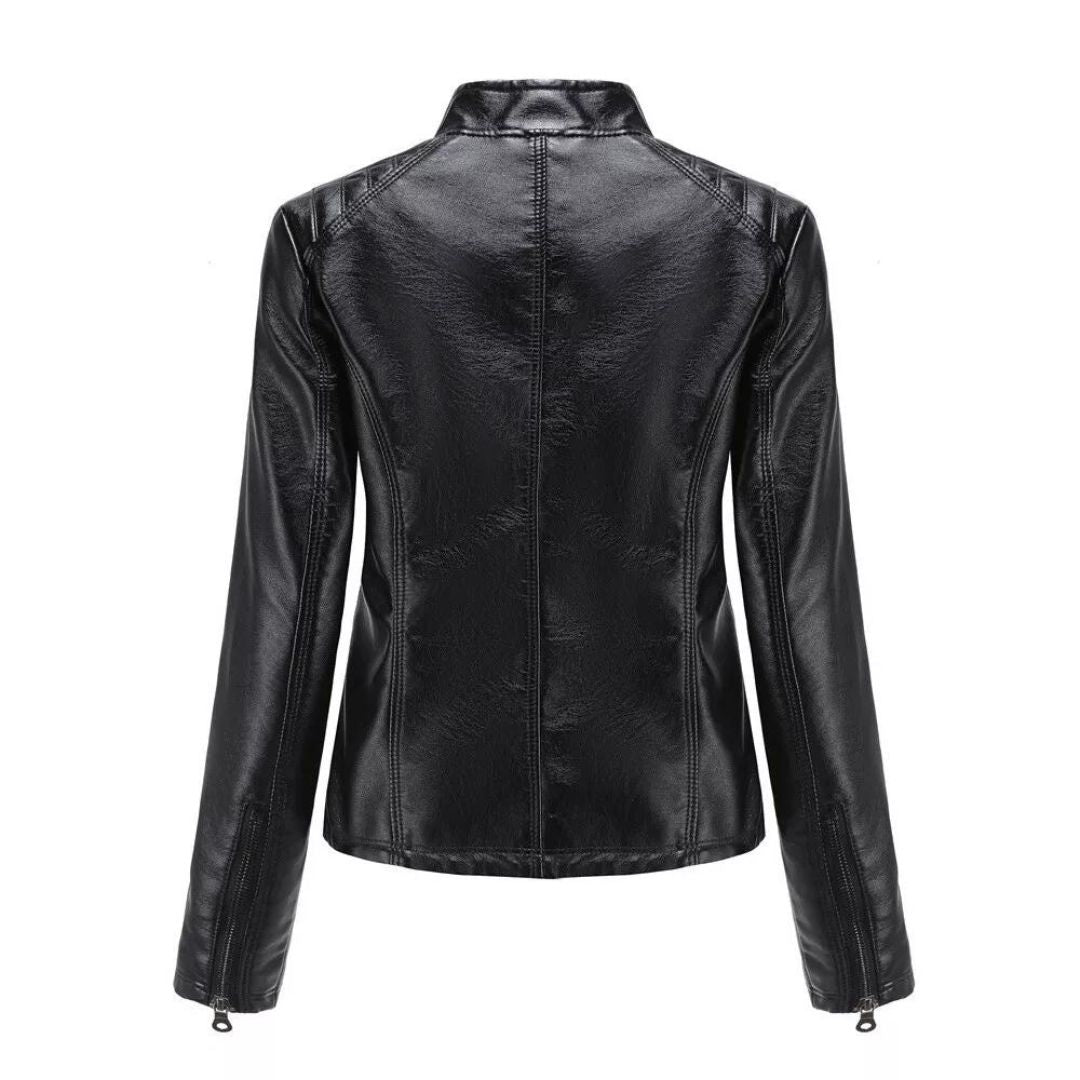 WW | Stylish Quilted Leather Jacket with Zipper