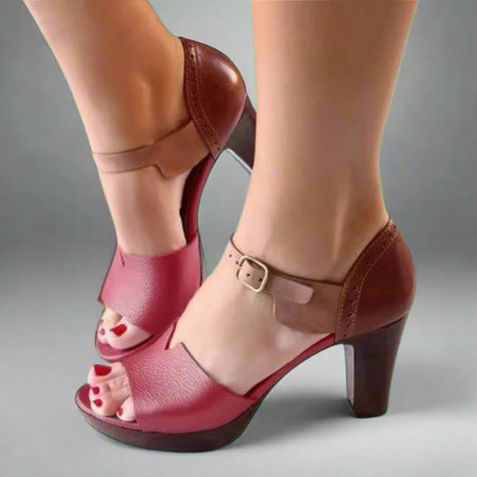 Miné™ | Premium Korean Style High Heel Sandals with Color Block and Buckle