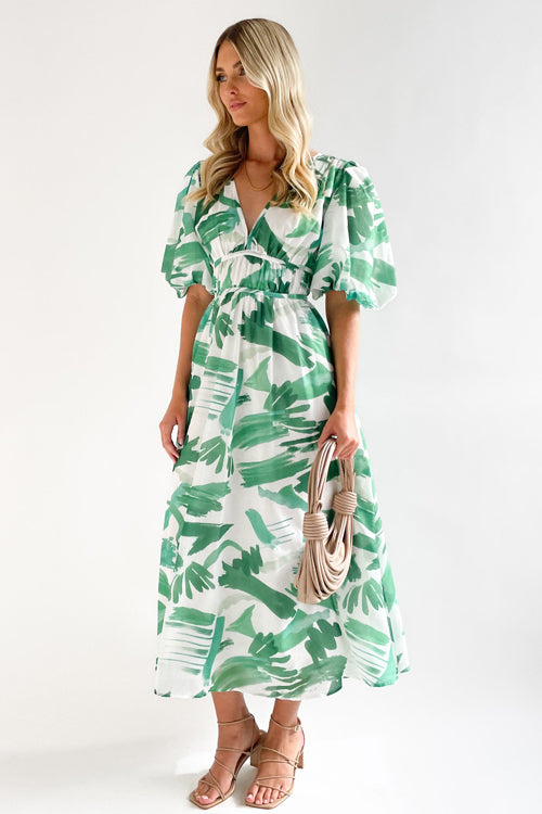 WW | Real Love Print Puff Sleeve Maxi Dress