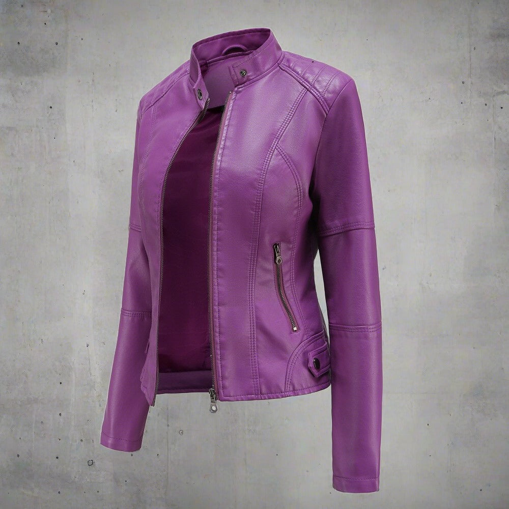 WW | Biker jacket with stand-up collar, zip pockets