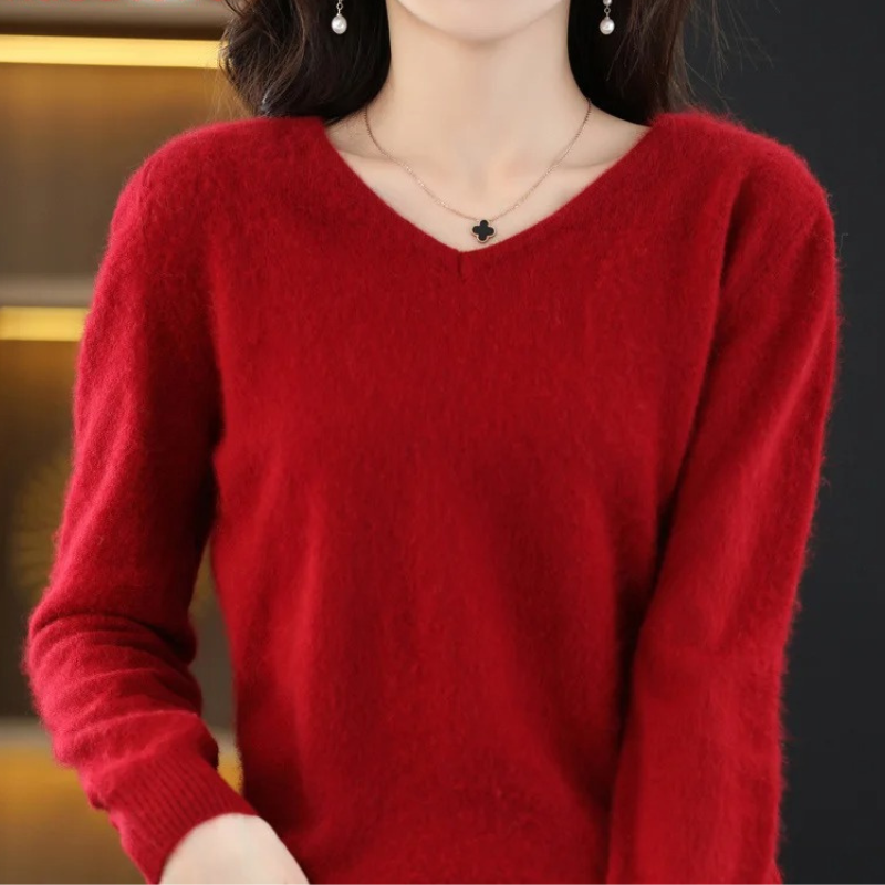 WW | Women's Cashmere V-Neck Sweater Lightweight and Soft Knit Pullover