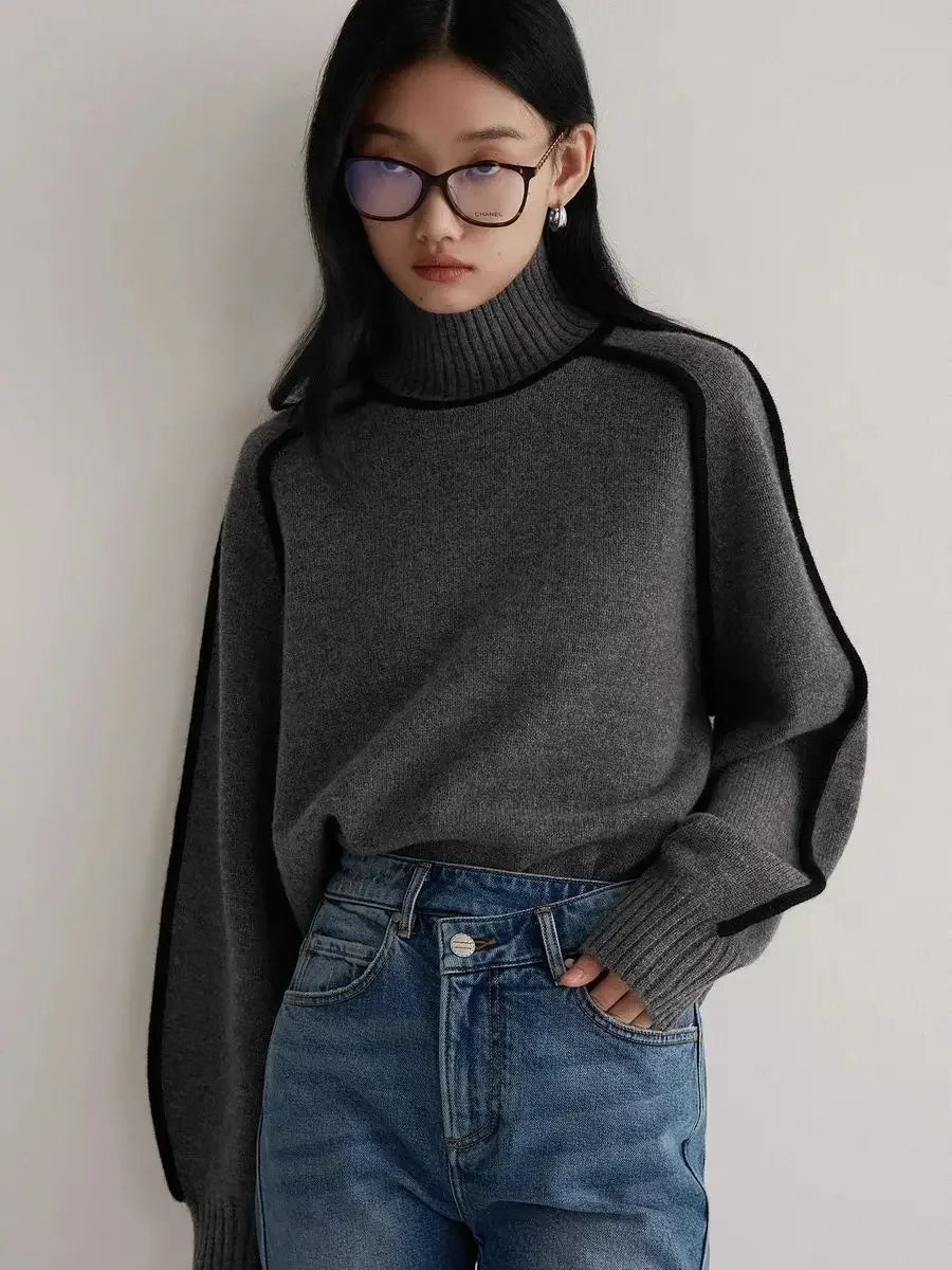 WW | Contrast Knitted Roll Neck