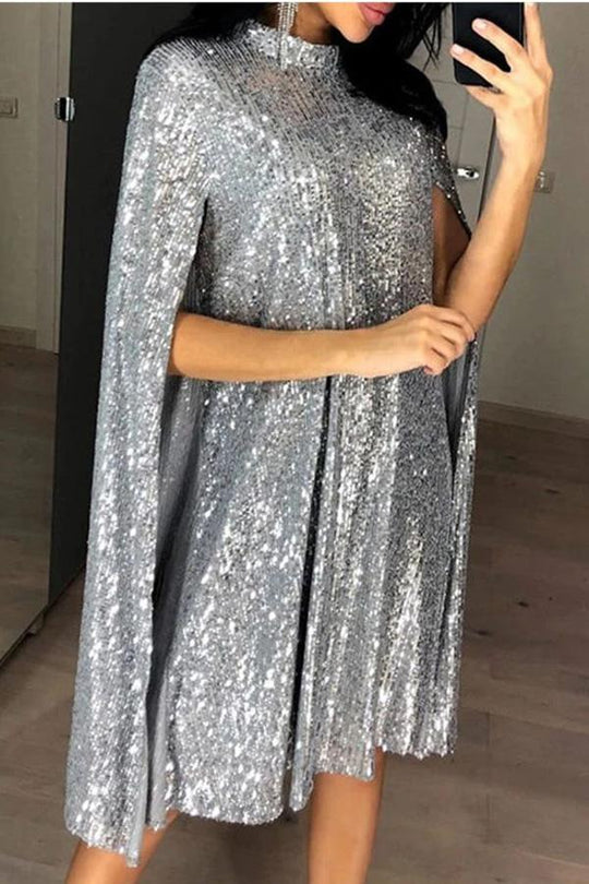 WW | Wine Me And Dine Me Pailletten Cape Kleid