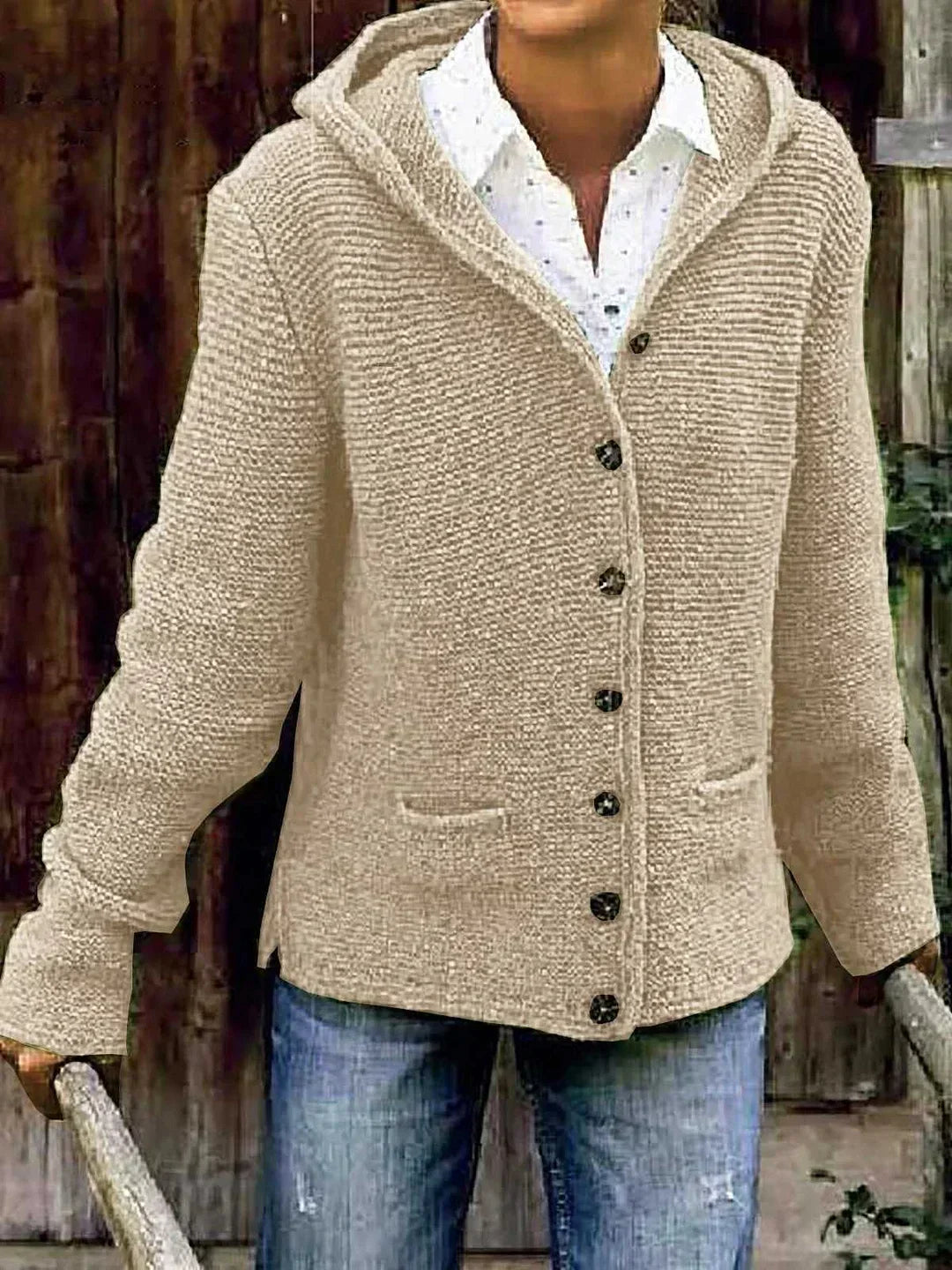 WW | Stilvolles Strickjacke mit Kapuze