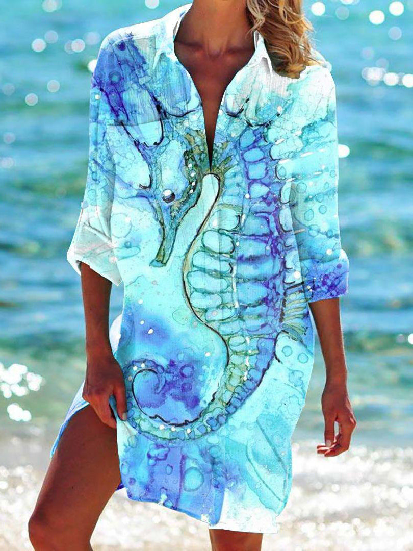 WW | Bikini Jacke Shirt Badeanzug Strickjacke Damenbekleidung Druck Urlaub Strandshirt