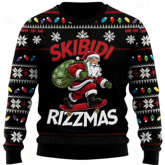 WW | Santa Claus Print - Hässliches Weihnachts-Icon-Mash-Up Hässlicher Pullover