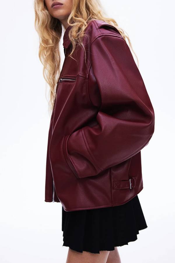 WW | Revers Langarm Pocket Reißverschluss Lederjacke