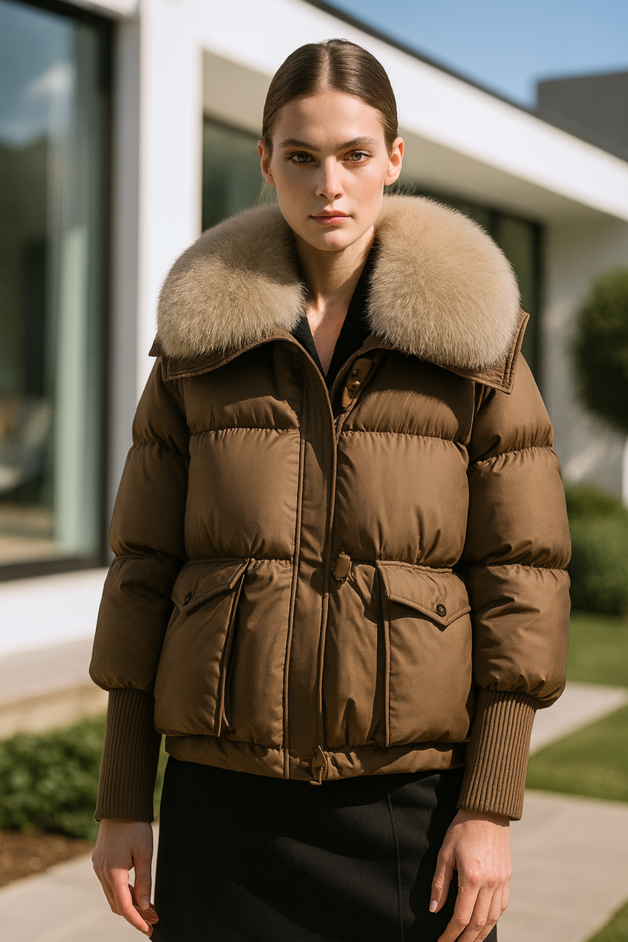 Indila | Jacket with fur collar