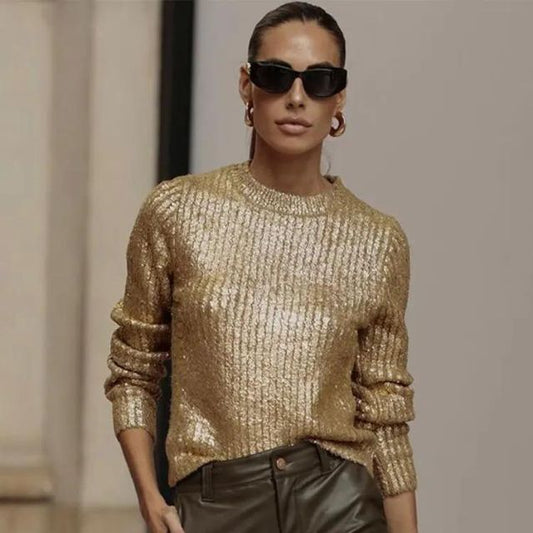 WW | Metallic knit jumper with textured finish