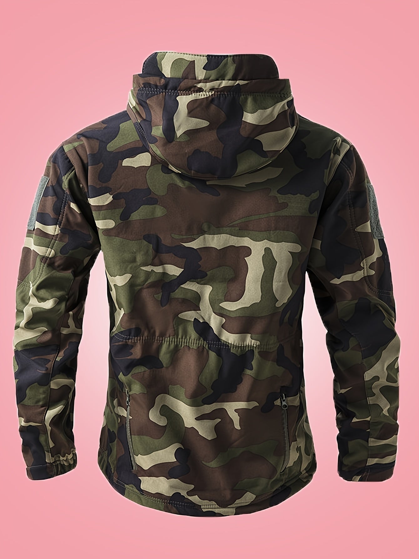 WW | Men's Military Camouflage Windbreaker Outdoor Jacket With Zipper Pockets - Perfect for Outdoor Activities