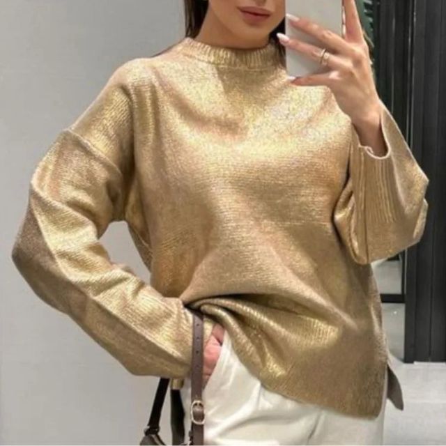 WW | Metallic knit jumper with textured finish