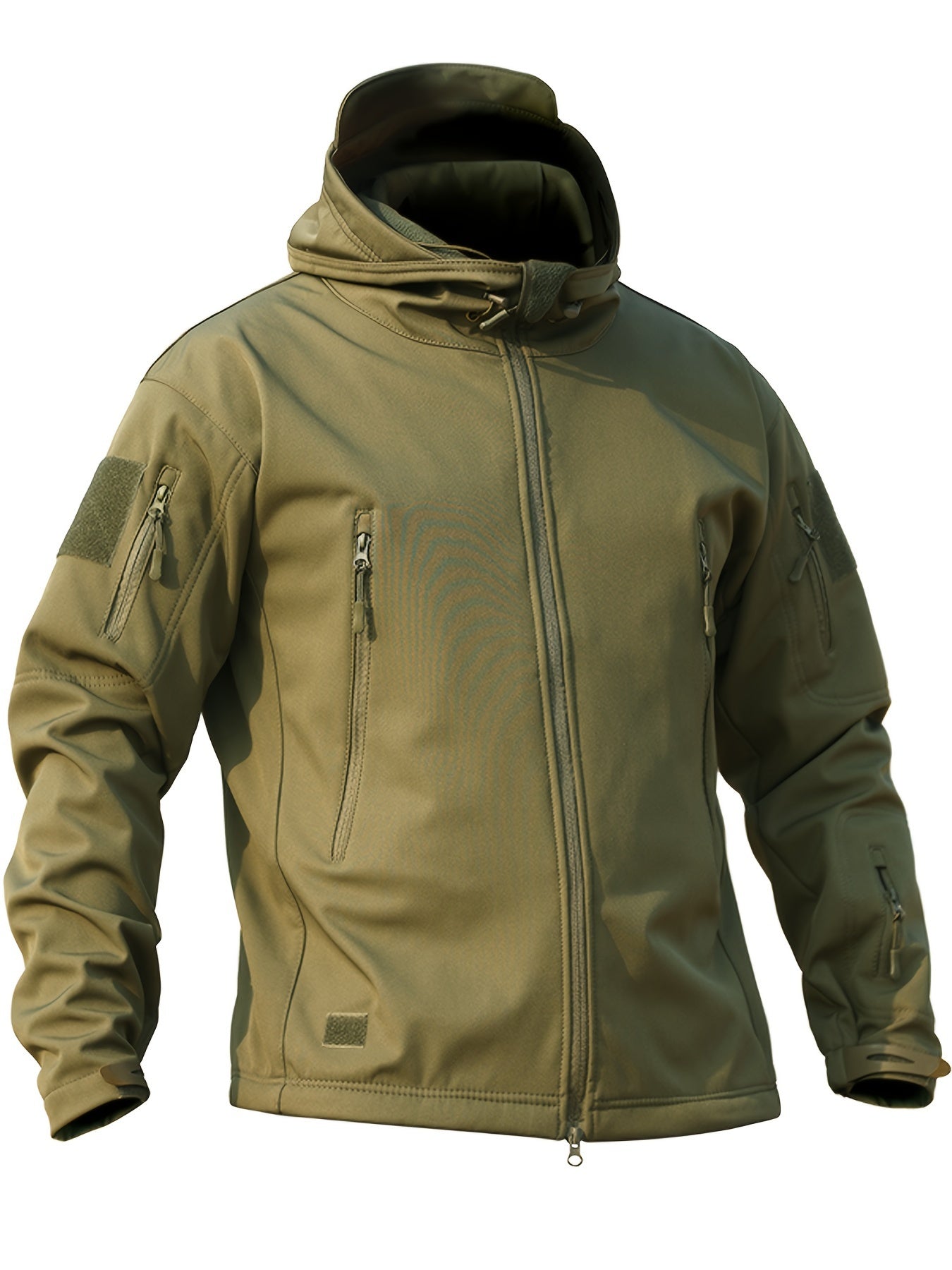 WW | Men's Fleece Softshell Hooded Jacket with Zipper Pockets - Perfect for Outdoor Activities