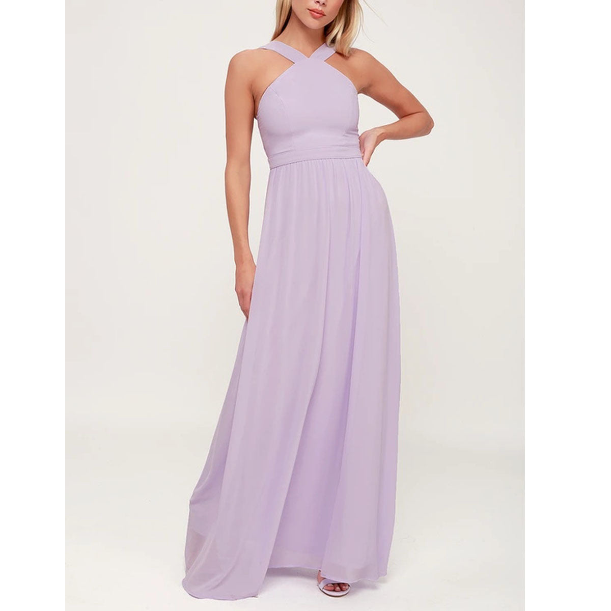 Sara – White Midi Dress with Crossover Neckline