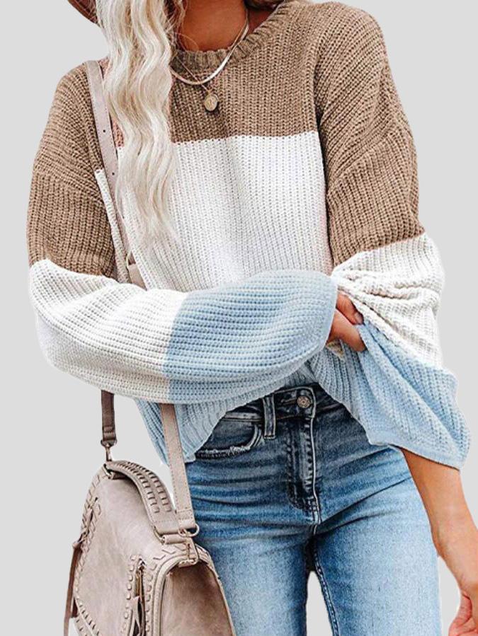 WW | Cozy colorblock knit sweater for autumn layering.