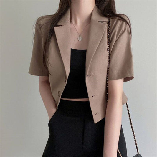 WW | Blazer mit kurzen Ärmeln - leichter Leinenmix - Sommer Chic - lässige Schichtung