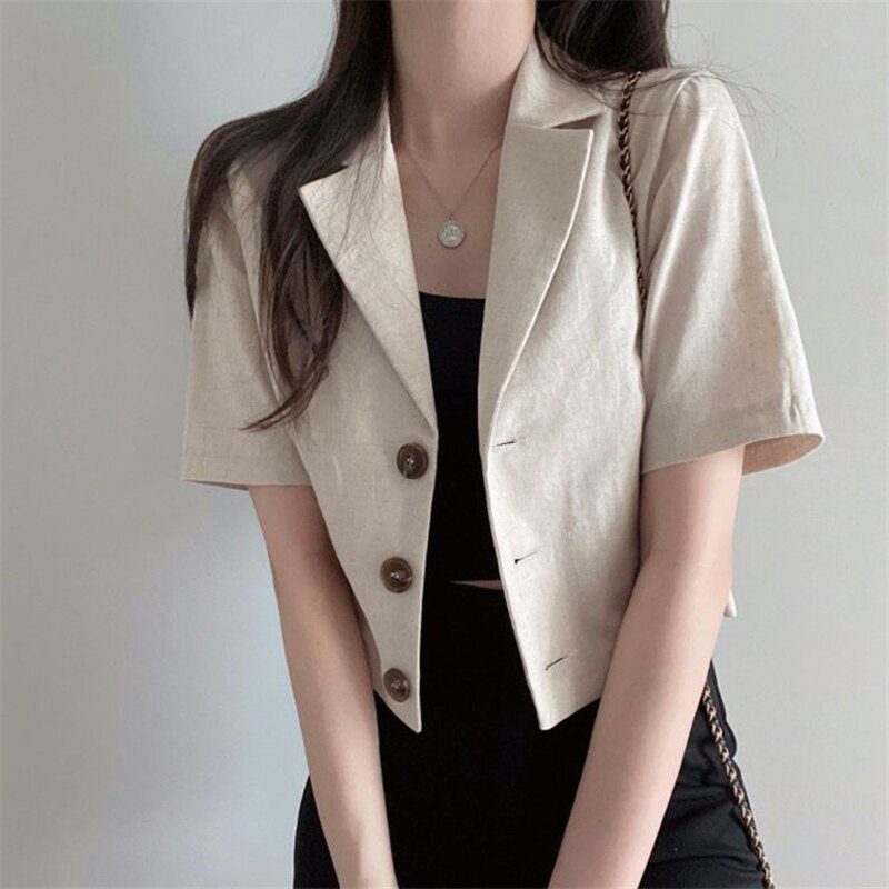 WW | Blazer mit kurzen Ärmeln - leichter Leinenmix - Sommer Chic - lässige Schichtung