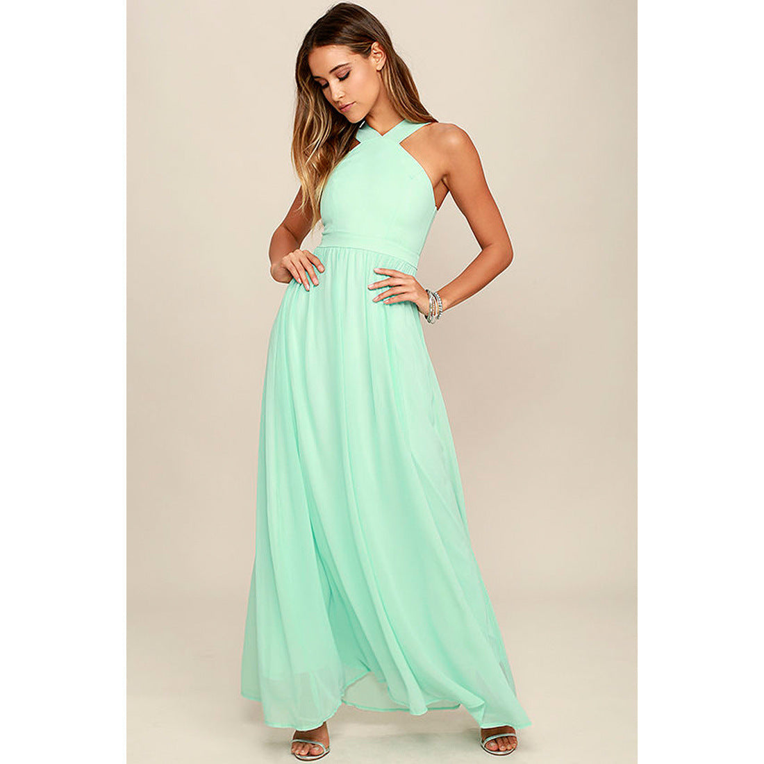 Sara – White Midi Dress with Crossover Neckline