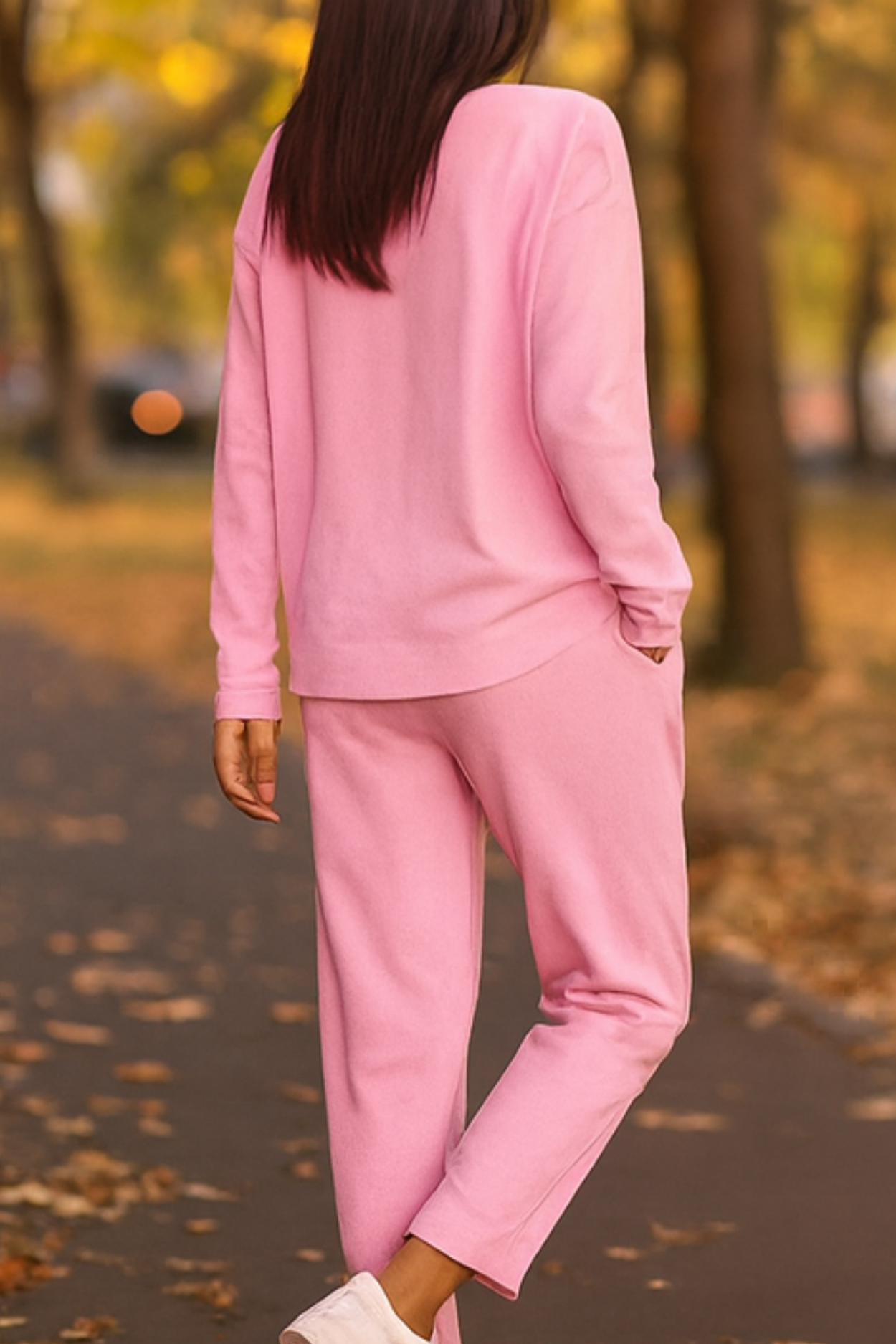 Alie Two-Piece with Round Neck & Long Sleeve - Pink