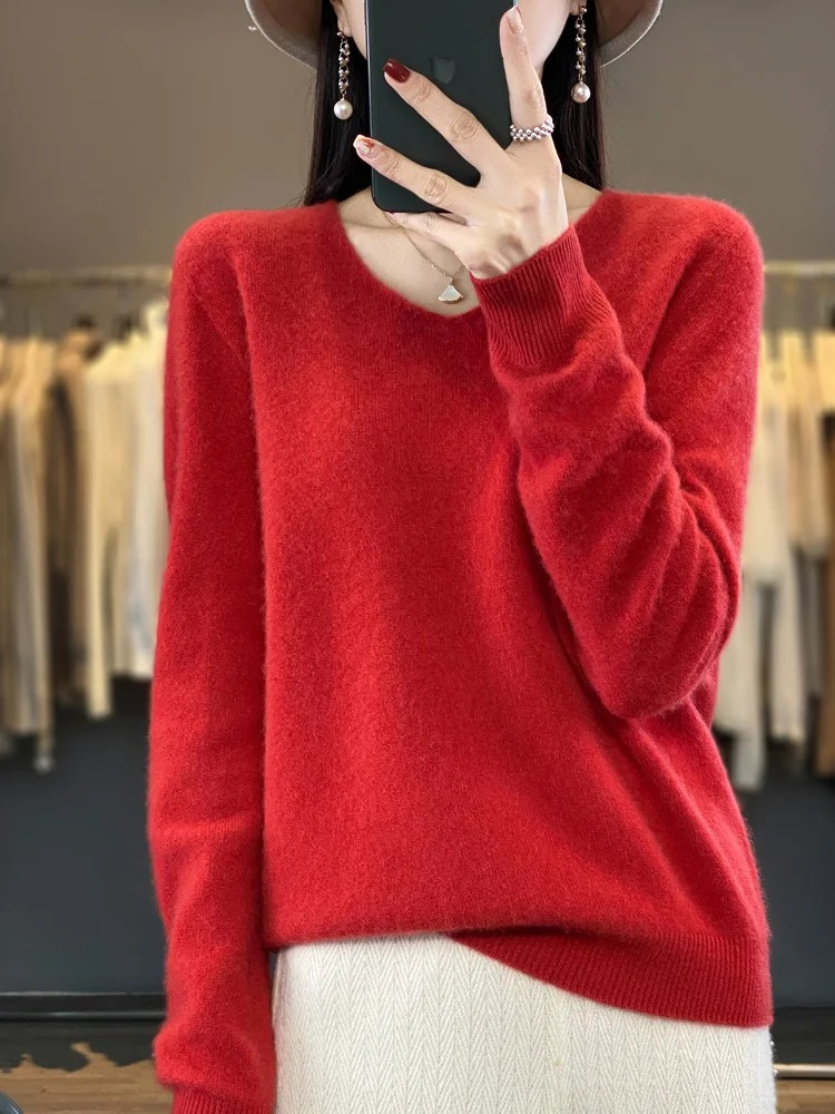 WW | Cashmere Pullover Damen Eleganter V-ausschnitt, Weich & Komfortabel