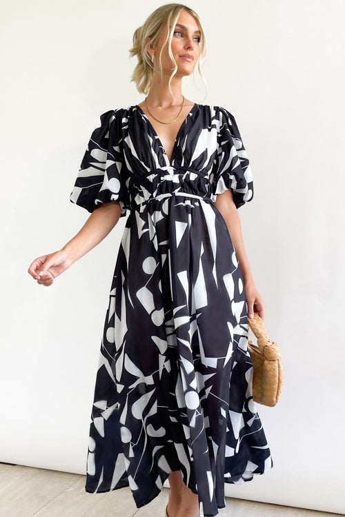 WW | Real Love Print Puff Sleeve Maxi Dress