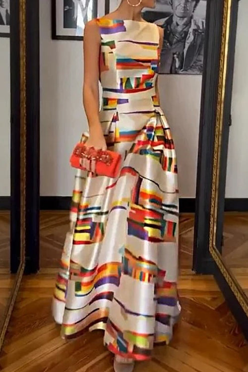 WW | Rosiedress Open Back Sleeveless Printed Maxi Swing Dress