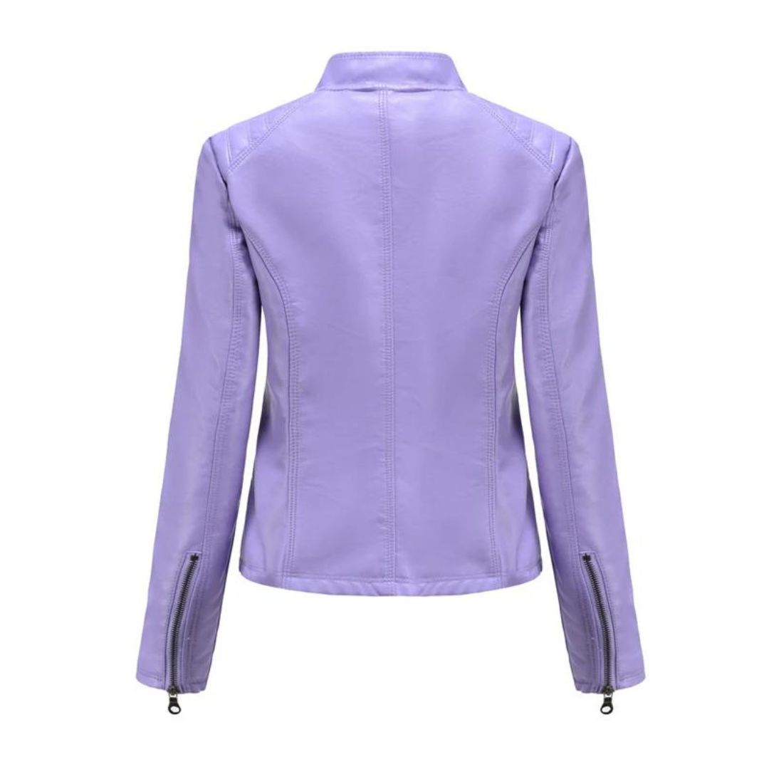 WW | Stylish Quilted Leather Jacket with Zipper