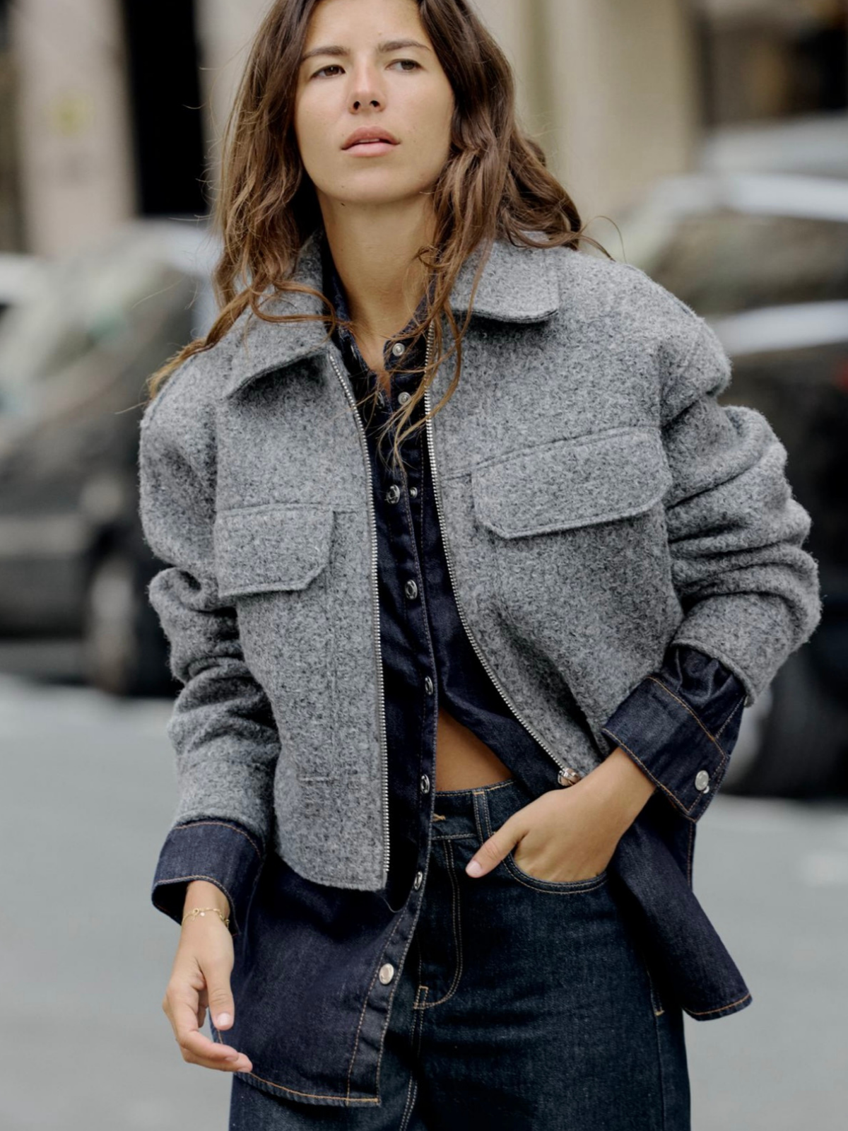 WW | Stil Bouclé Graue Jacke