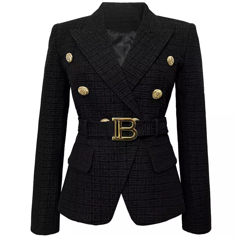 WW | Tweed Blazer - Goldene Knopfakzente - Gürteltasche - Maßgeschneiderte Eleganz