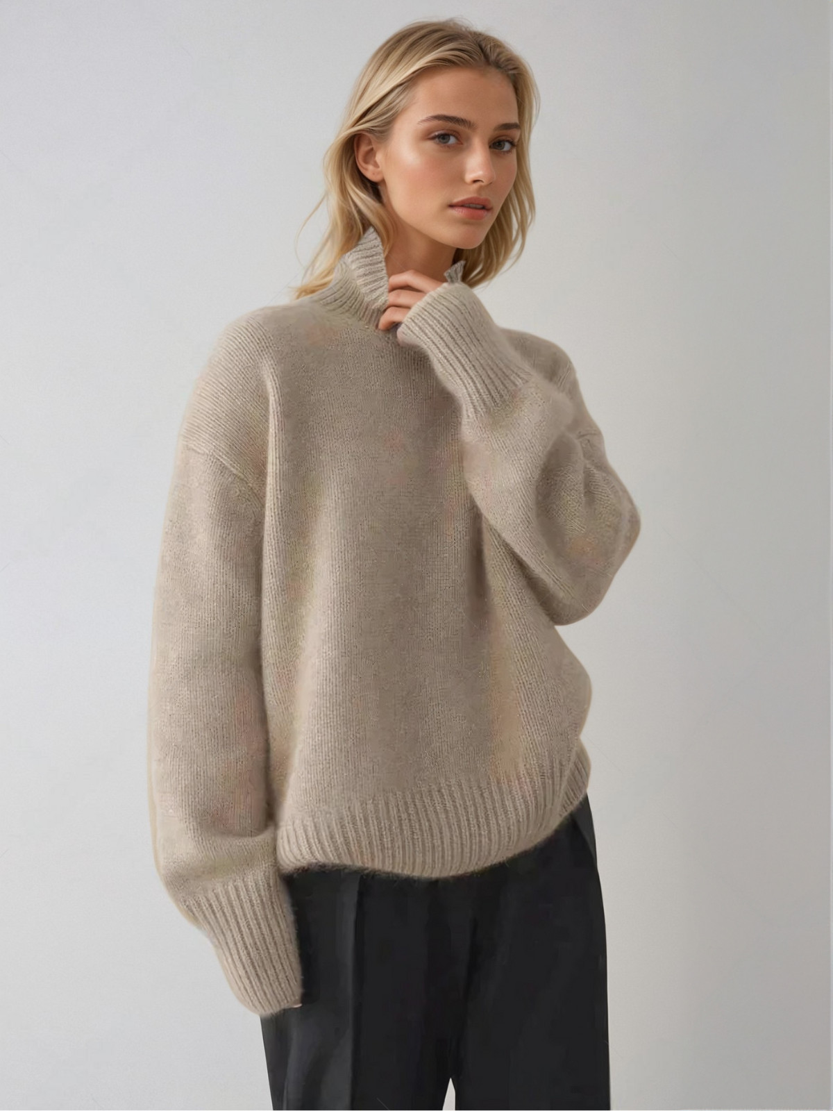 WW | Korean Style Oversize Turtleneck - Fashionable Knitted Sweater for Autumn and Winter