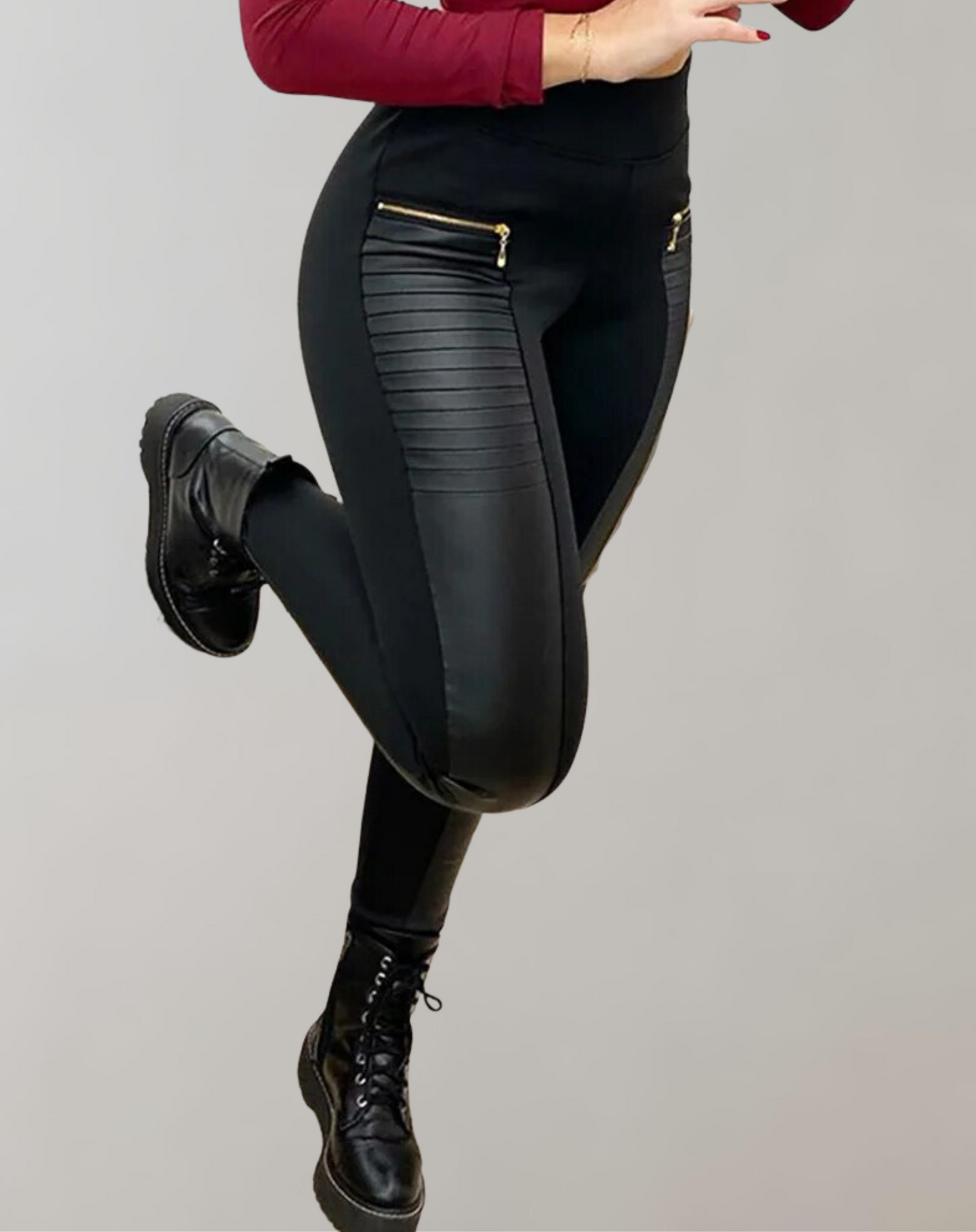 WW - PU Leder Kontrast-Reißverschluss