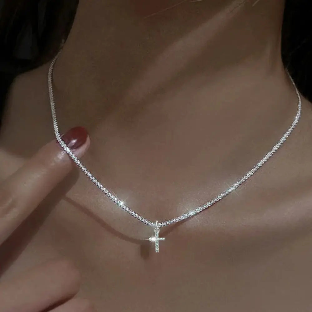 WW | 925 Sterling Silver Cross Zircon Necklace