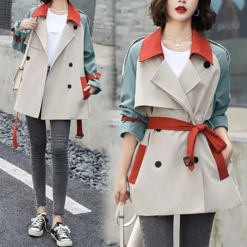 WW | Damen Trenchcoat mit Farbblockierung
