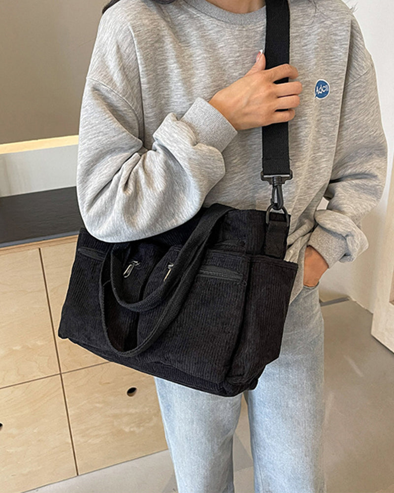 WW | Solid-colored railroad fleece shopping bag