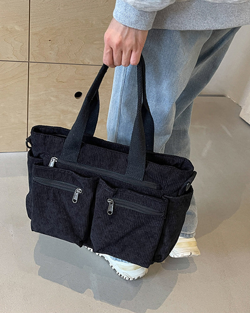 WW | Solid-colored railroad fleece shopping bag