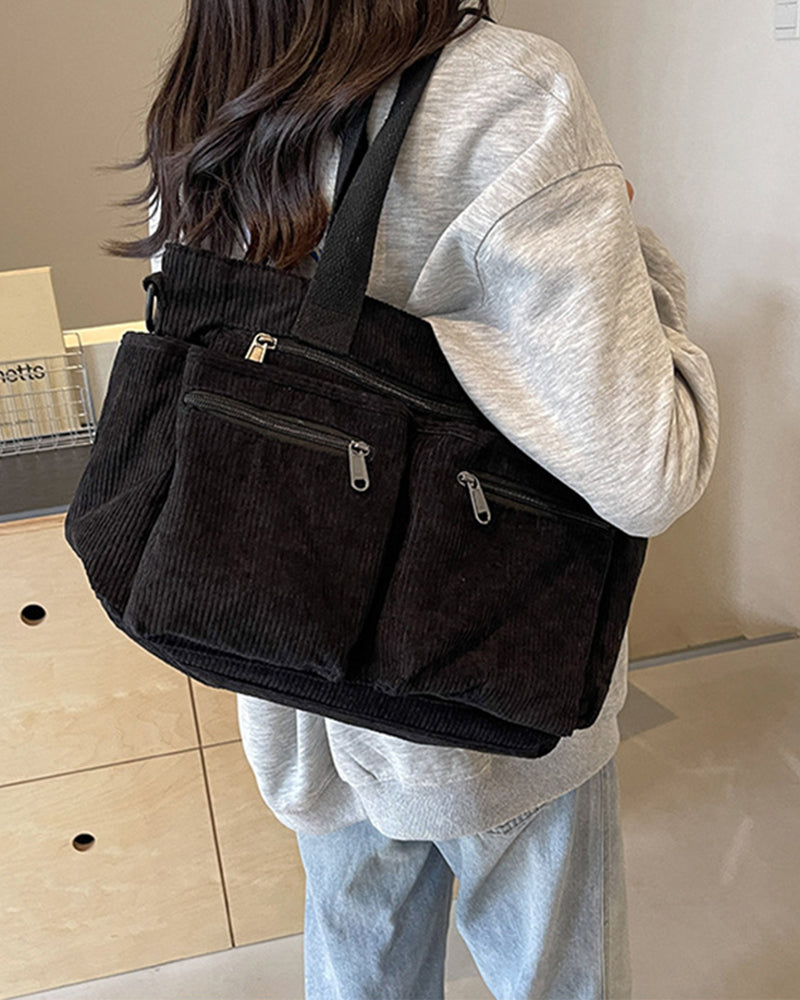 WW | Solid-colored railroad fleece shopping bag
