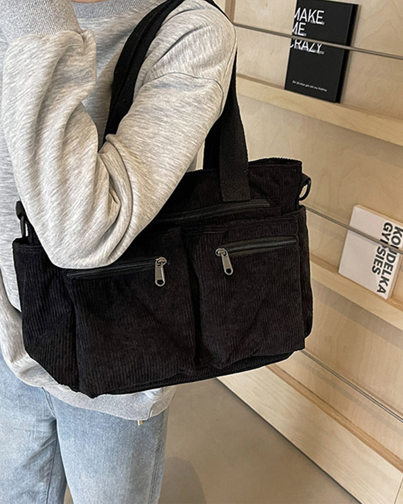 WW | Solid-colored railroad fleece shopping bag