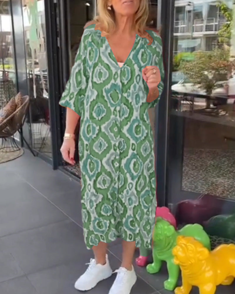 WW | Kleid mit Motivdruck und Halbärmeln