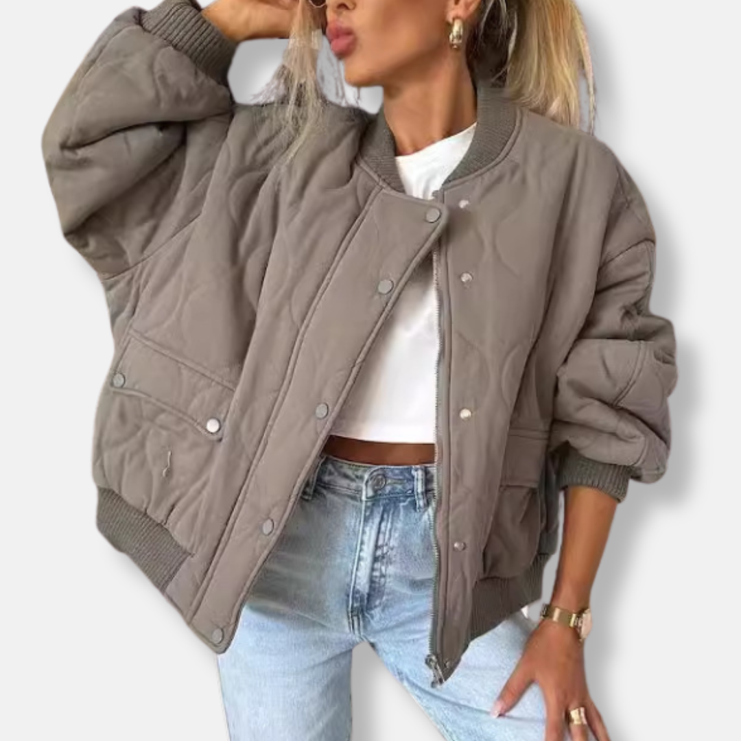 WW | Quilted Casual Fit Snap Button Closure Ribbed Trims Hip Length